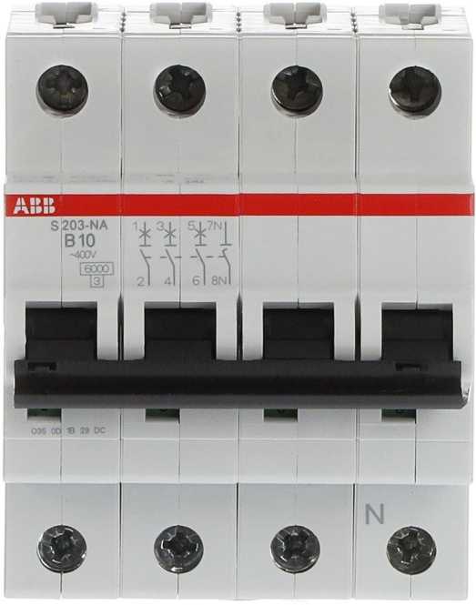LS-Schutzschalter 4-polig 6kA /10kA B-Char 10A 4TE 