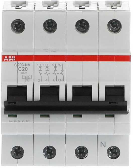 LS-Schutzschalter 4-polig 6kA /10kA C-Char 20A 4TE 