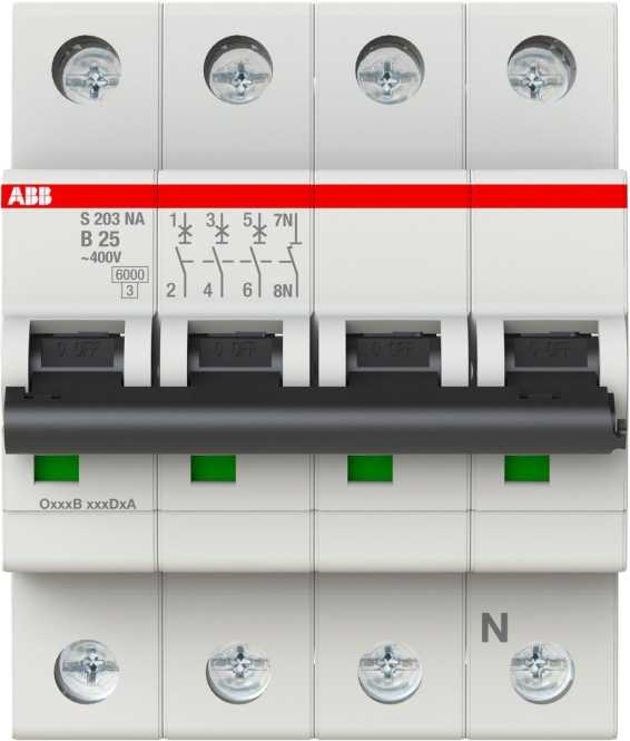 LS-Schutzschalter 4-polig 6kA /10kA B-Char 25A 4TE 