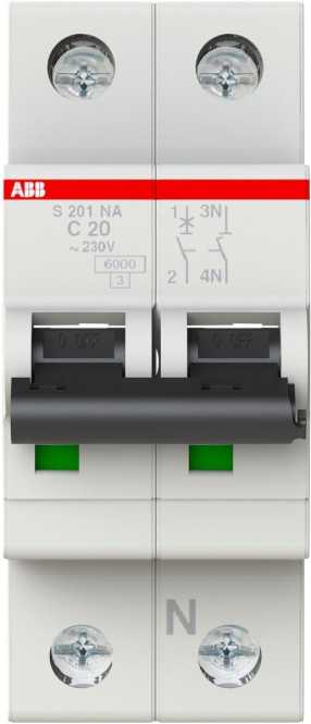 LS-Schutzschalter 2-polig 6kA C-Char 20A 2TE 