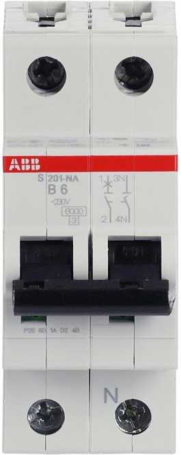 LS-Schutzschalter 2-polig 6kA B-Char 6A 2TE 