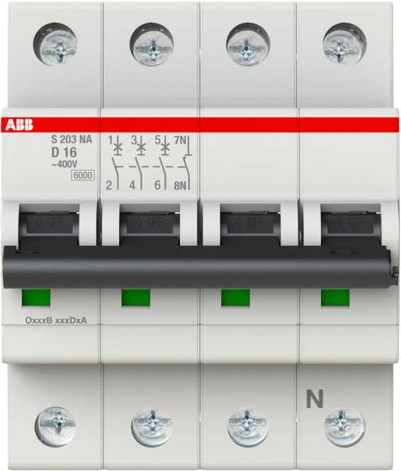 LS-Schutzschalter 4-polig 6kA /10kA D-Char 16A 4TE 