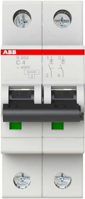 LS-Schutzschalter 2-polig 6kA C-Char 4A 2TE 