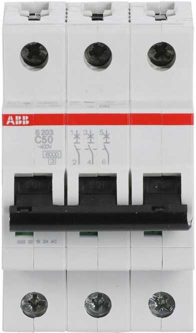 LS-Schutzschalter 3-polig 6kA /20kA C-Char 50A 3TE 
