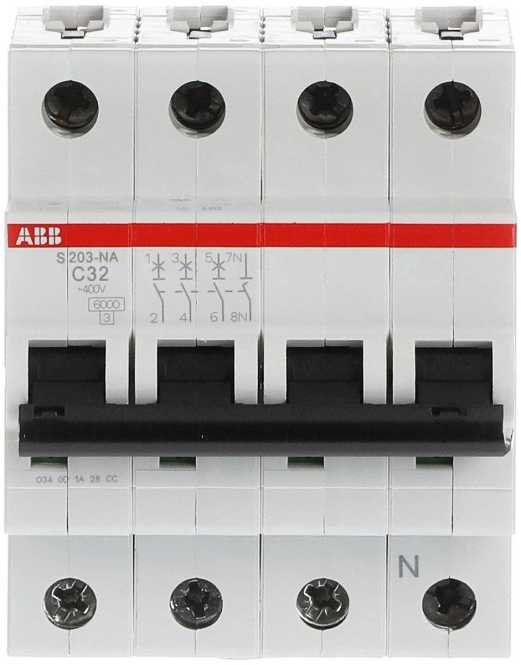 LS-Schutzschalter 4-polig 6kA /10kA C-Char 32A 4TE 