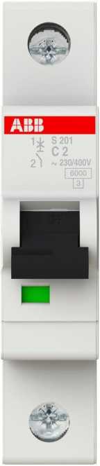 LS-Schutzschalter 1-polig 6kA C-Char 2A 1TE 