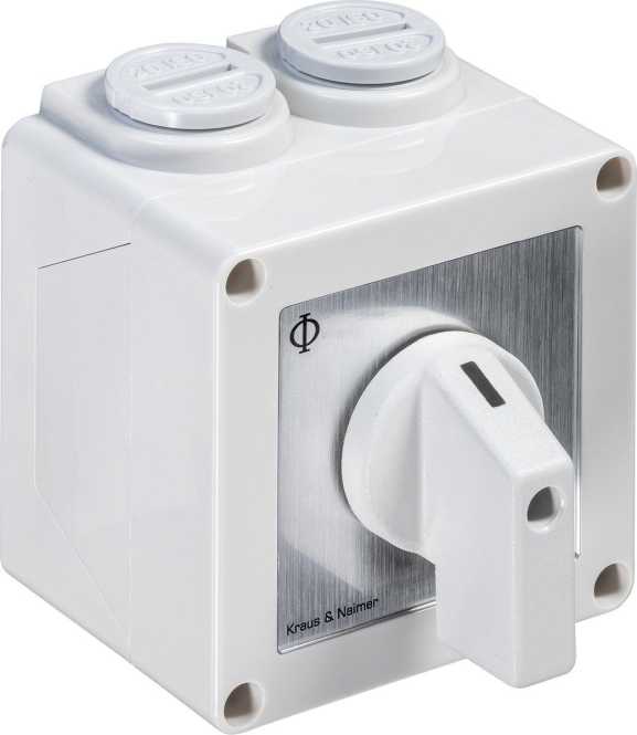 Umschalter mit 0-Stellung 4polig 60° AP-Gehäuse IP42 