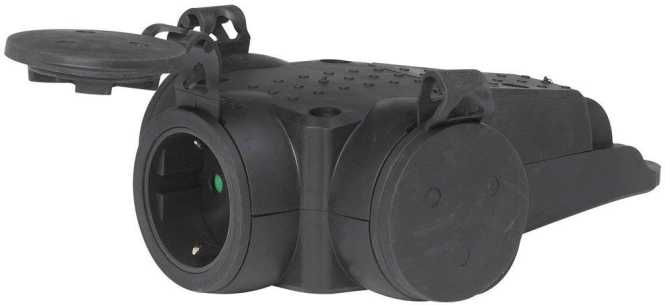 Hängekupplung 3-fach Gummi mit Verschlußdeckel schwarz 