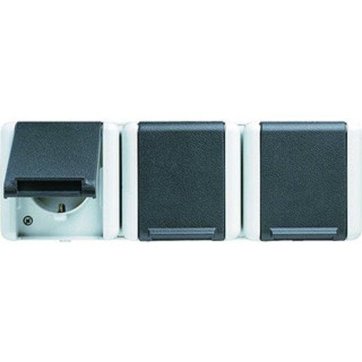 SCHUKO-Steckdose 3-fach 16 A 250 V ~ verdrahtet 5 Leitungseinführungen 