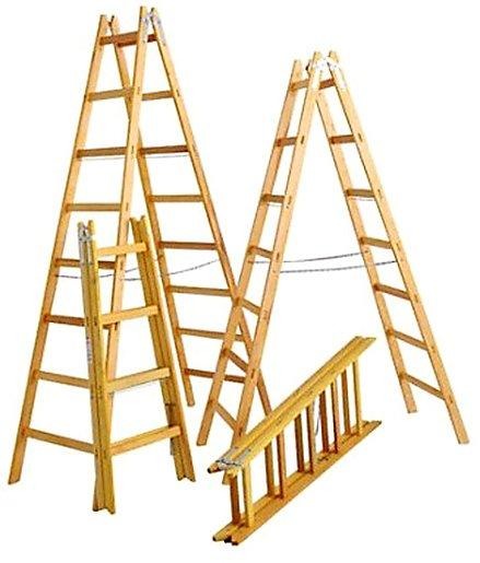 Holz Doppelleiter mit 6 Sprossen 