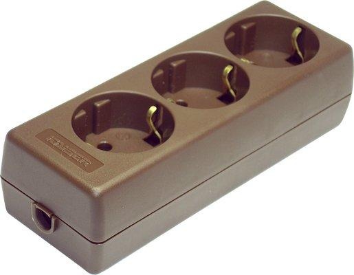 Tischverteiler ohne Kabel 3-fach braun 