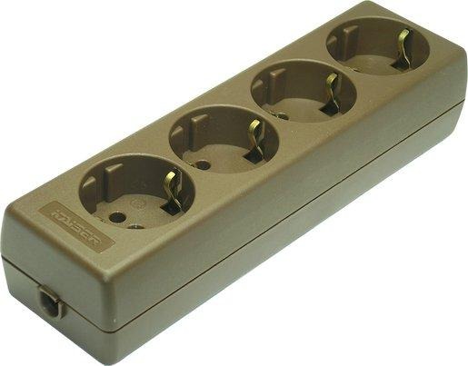 Tischverteiler ohne Kabel 4-fach braun 