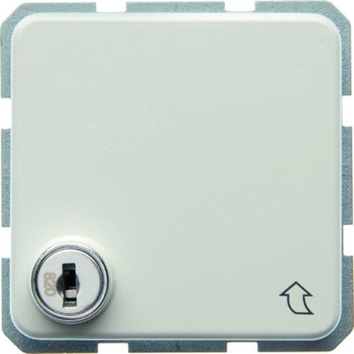 SCHUKO-Steckdose mit Klappdkl. u. Schloss wg Up - polarweiß/ glänzend 