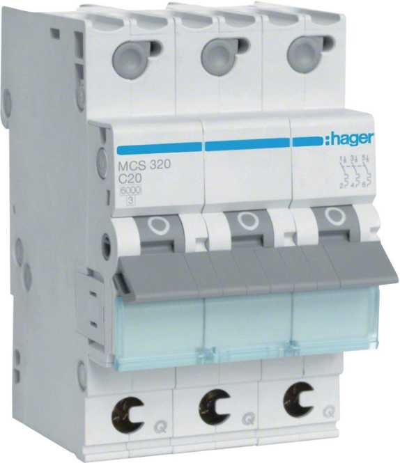 LS-Schutzschalter 3-polig 6kA C-Char 20A 3TE QuickConnect 
