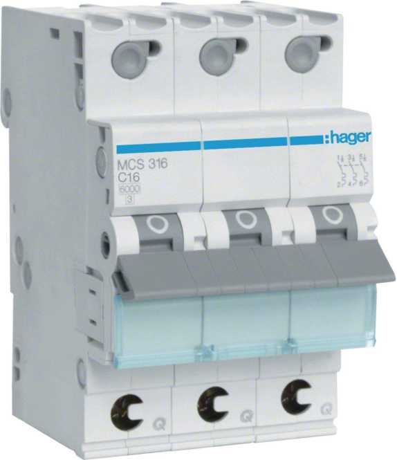 LS-Schutzschalter 3-polig 6kA C-Char 16A 3TE QuickConnect 