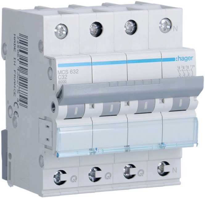 LS-Schutzschalter 4-polig 6kA C-Char 32A 4TE QuickConnect 