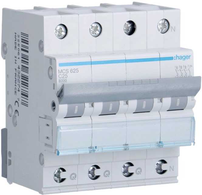 LS-Schutzschalter 4-polig 6kA C-Char 25A 4TE QuickConnect 