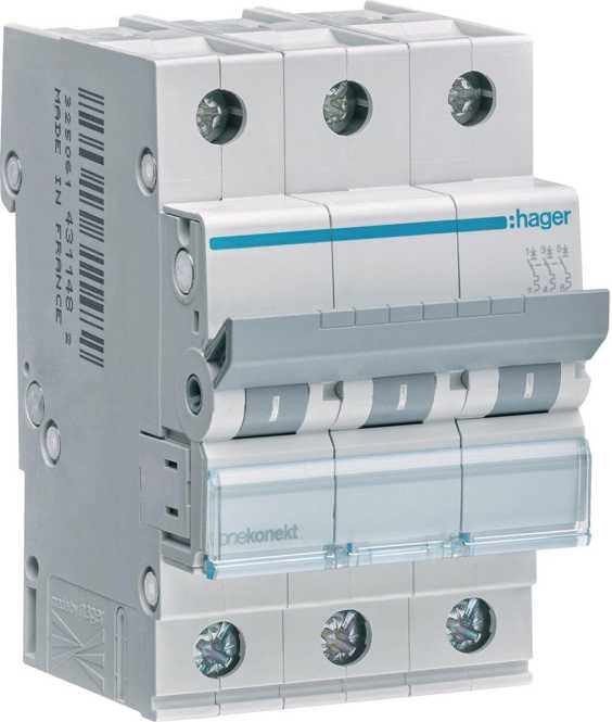 LS-Schutzschalter 3-polig 6kA /1kA C-Char 10A 3TE 