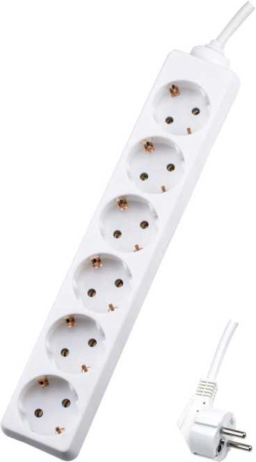 Tischverteiler 6-fach mit Kabel 45° gedreht weiß 