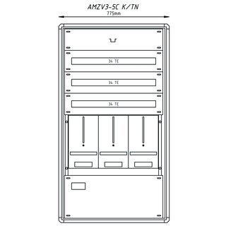 Aufputz-Zählerverteiler für Kärnten mit Rückwand / Kelag für TN-Netz 