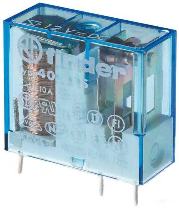 Printrelais mit Steckanschluß 1 Wechsler 10A Spule 12V DC Serie 40 