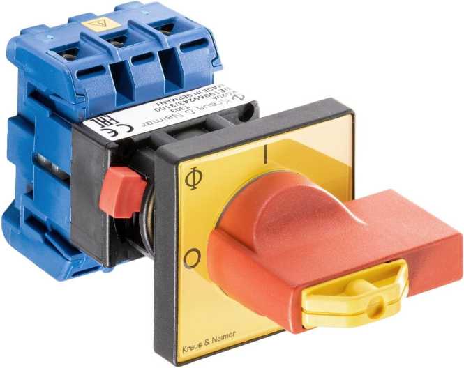 Hauptschalter 3polig Zentralbefestigung Sperrvorrichtung rot-gelb 