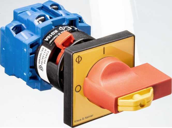 Hauptschalter 3polig Zentralbefestigung Sperrvorrichtung rot-gelb 
