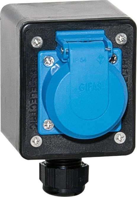 Vollgummi Wandverteiler Aufputz Verteilergehäuse schwarz IP44 1xSchuko 1xKV M20 