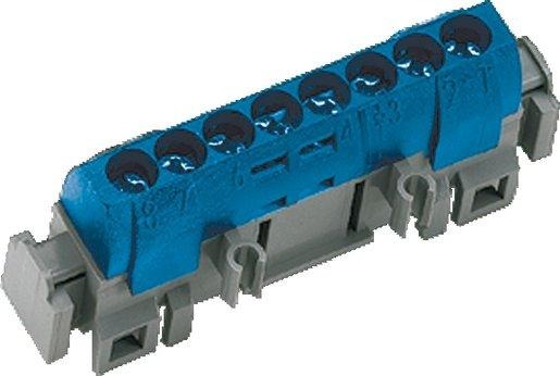 Klemmenleiste IP 20 blau -- x 6 bis 25 mm² 8 x 1,5 bis 16 mm² Länge 75 mm 