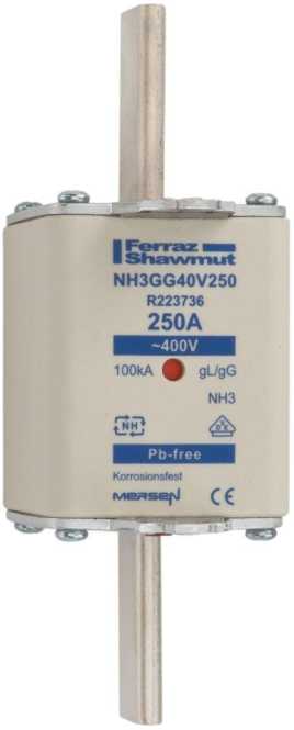 NH-Sicherung gG Gr.3 400VAC 400A mit spannungsführenden Grifflaschen 
