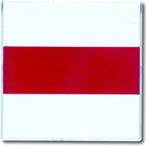 Zentralscheibe mit rotem und neutralem Leuchtfeld u. Beschriftungsfeld 