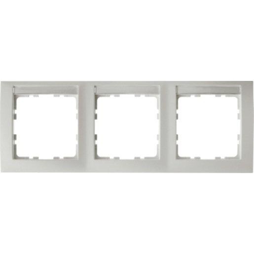 3-fach Rahmen mit Beschriftungsfeld S.1 - polarweiß / glänzend waagr. 