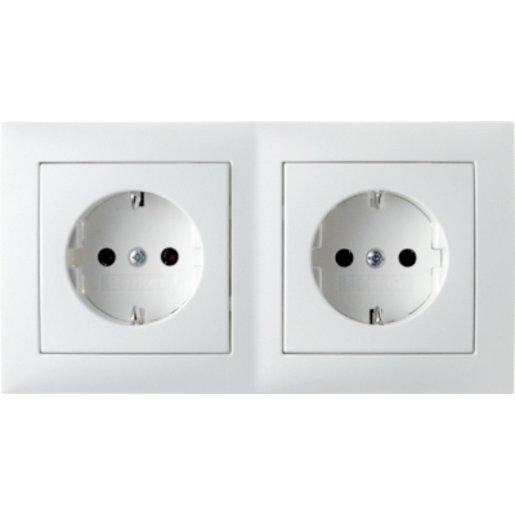 SCHUKO Doppelsteckdosen mit Rahmen S.1 - polarweiß/ glänzend 