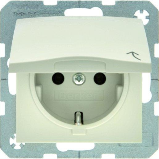 SCHUKO-Steckdose mit Klappdeckel S.1 - weiß/ glänzend 