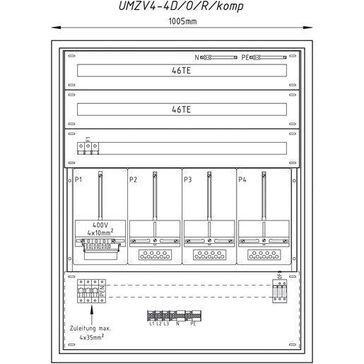 Unterputz Zählerverteiler teilbestückt 