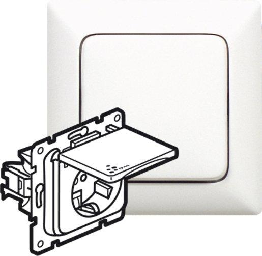 Steckdose (SK) mit erhöhtem Berührungsschutz KlappdeckelFeuchtr. Unterputz Creo 