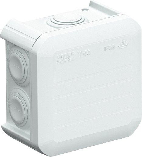 Kabelabzweigkasten mit Einführungen 90x90x52 PP lichtgrau RAL 7035 