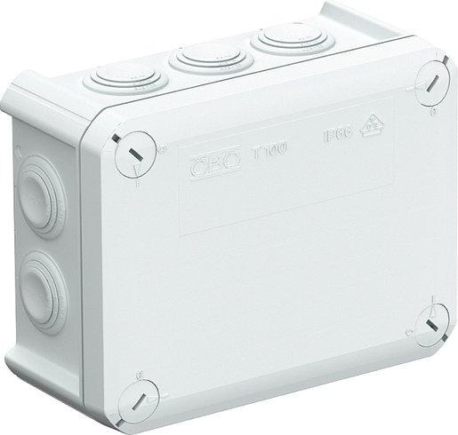 Kabelabzweigkasten mit Einführungen 151x117x67 PP lichtgrau RAL 7035 