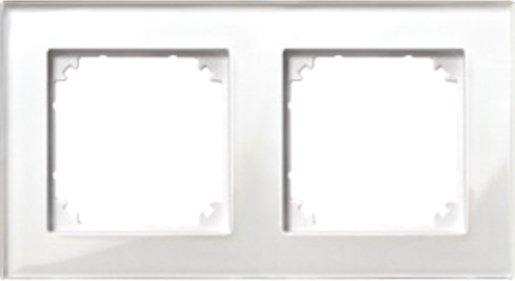 Abdeckrahmen 2-fach Brillantweiß -Echtglasrahmen 