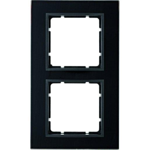 Abdeckrahmen 2-fach B.7 Glas / schwarz senk - und waagrecht 