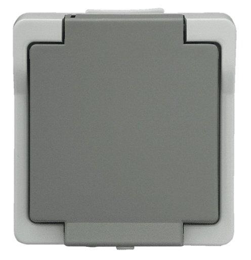 Feuchtraum Steckdose 2 polig grau 