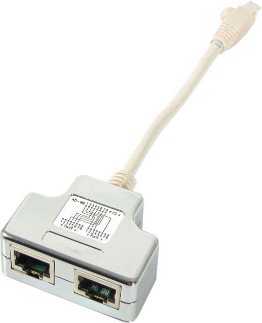 T-Adapter Kat.5e 2x10/100BaseT für Cablesharing 