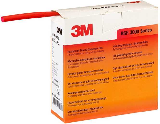 Warmschrumpfschlauch dünnwandig o. Schmelzkleber 6/2mm 3:1 rot Box 