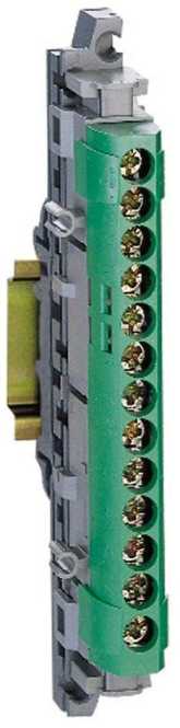Klemmenleiste IP 20 grün 1 x 6 bis 25 mm² 12 x 1,5 bis 16 mm² Länge 113 mm 