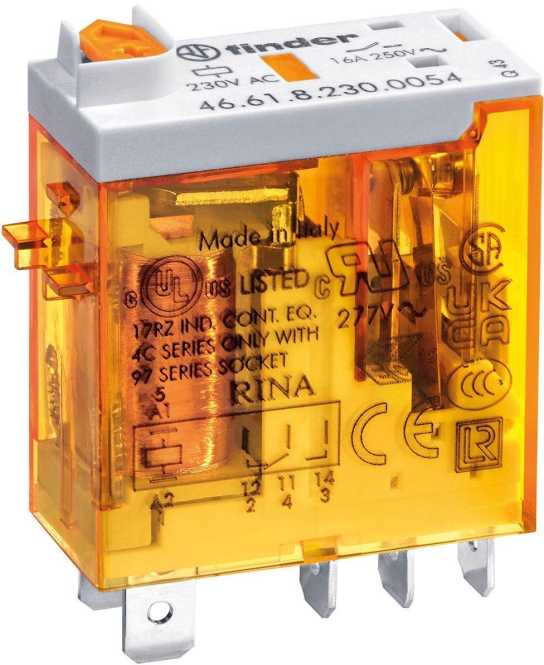 Miniaturelais mit Flachsteck-Anschluß 1 W 16 A 230 V AC Serie 46 