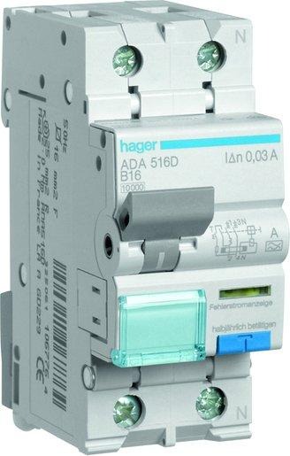 FI-Schalter/Leitungsschutzschalter 1-polig+N 10kA B-16 A 30 mA Typ A 