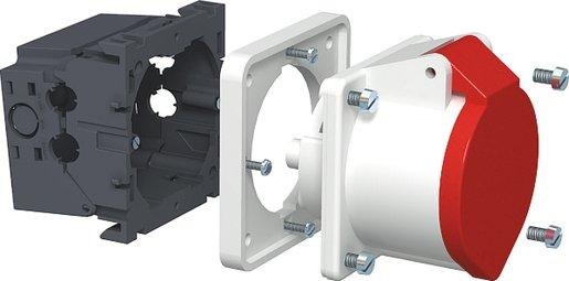 Geräteeinbaudose CEE mit CEE16 PA eisengrau RAL 7011 