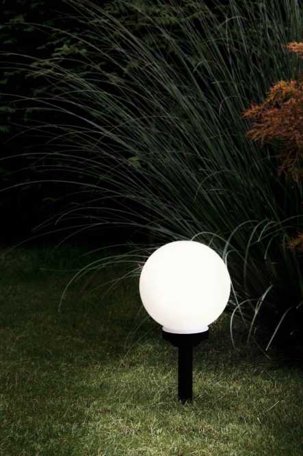 Solar LED Kugel 20 cm weiß mit Erdspieß 4x0,06 Watt 