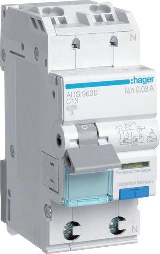 FI-Schalter/Leitungsschutzschalter 1-polig+N 13 A-C 30 mA Typ A QC 