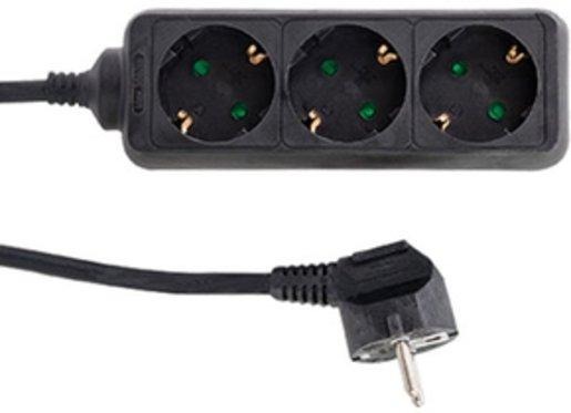 Tischverteiler 3-fach erhöh. Berührungsschutz 1,4 m schwarz 